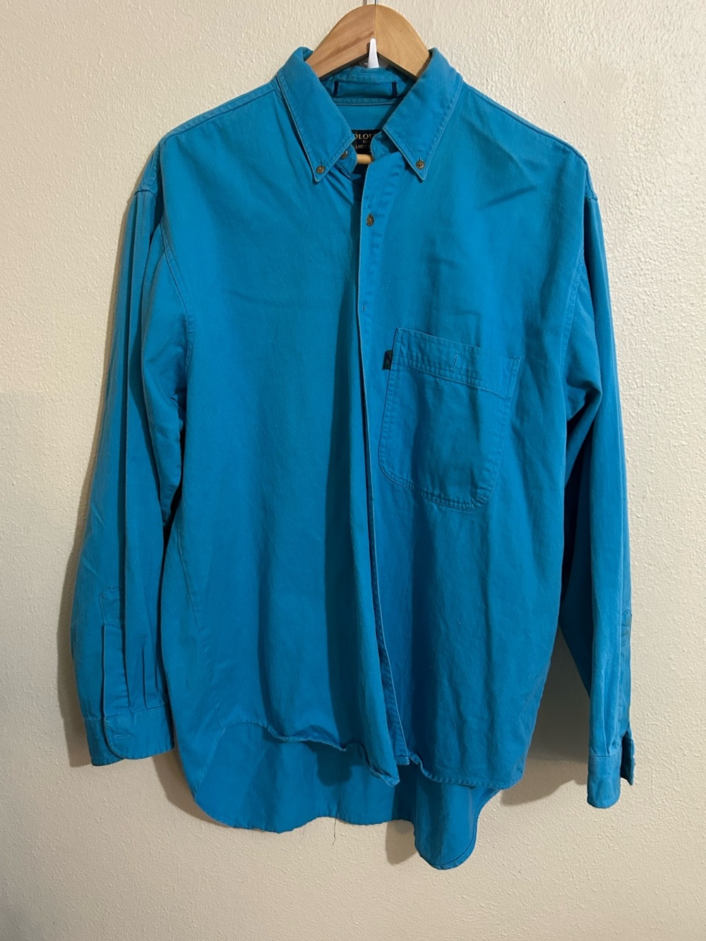 Colours by Alexander Julian Men's Button-Down Shirt Teal Blue Vintage Large